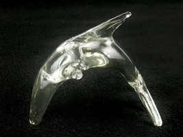 Transparent Glass Figurine, Arched Jumping Dolphin, Shelf Decor, Paperwe... - $29.35