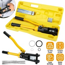12 Ton 18&quot; Hydraulic Wire Terminal Crimper Crimping Tool Pliers Set W/12... - £81.04 GBP