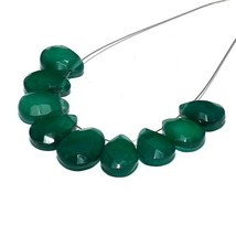 Green Onyx Faceted Pear Beads Briolette Natural Loose Gemstone Making Jewelry - £4.74 GBP