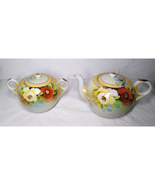 Vintage Teapot &amp; Sugar Bowl w/Lid Poppy Flowers Gold Trim Orange White J... - €6,75 EUR