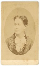 Antique CDV Circa 1870&#39;S Lovely Woman in Ornate Dress Holmes Worcester, MA - £7.52 GBP