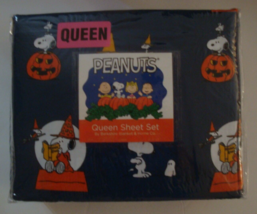 Berkshire Peanuts 4 Pc Queen Sheet Set Snoopy Halloween Magic Wizard Multi Navy - $54.44