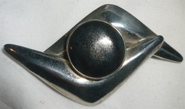 STERLING SILVER PINWHEEL &amp; BLACK ONYX BROOCH PIN - €22,73 EUR
