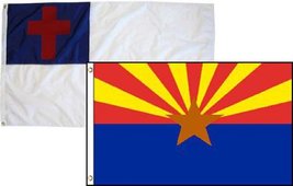 2x3 Christian Christ &amp; State Arizona 2 Pack Flag Wholesale Combo 2&#39;x3&#39; Banner Gr - £7.56 GBP