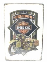 Freedom Motor Speed King Company Tin Metal Sign Vintage War Bike 4 Corner Holes - £11.72 GBP