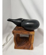 Set / 2 Louise Hederstrom Wooden Bird Figurine Mid Century Sculpture Bla... - $24.00