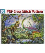 Dinosaurs Kingdom Reptile Jurassic Park Counted PDF Cross Stitch Pattern - $3.50
