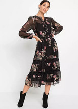 Bon Prix Black Floral Midi Dress Uk 28 Plus Size (FM37-2) - £28.62 GBP