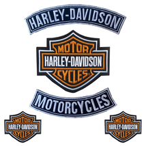 Harley Davidson Classic Orange Logo Sew-on Patch Top Bottom Rocker PATCH - £12.59 GBP