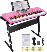 24HOCL 61 Key Premium Electric Keyboard Piano for Beginners with Stand, ... - £135.08 GBP