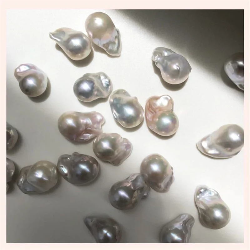 2A Popular Style Irregular Baroque Natural Freshwater Pearls 15-16mm White Pink - £11.75 GBP+