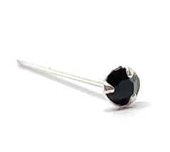 Nose Stud Tiny Onyx Gemstone Tri Claw Set 22g (0.6mm) 925 Silver L Bendable - £4.32 GBP