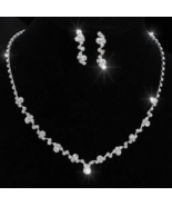 925 Silver Crystal Bridal Rinestone Necklace Earrings Wedding Party Jewe... - £14.34 GBP