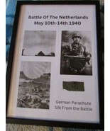 WW2 Framed German Parachute Silk Battle Of Netherlands 1940 - £27.26 GBP