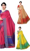 Women&#39;s Cotton Saree With Blouse Material - $14.28