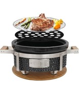 Japanese Yakitori Charcoal Grill, Ceramic Tabletop Hibachi w/ Bamboo Base - $2,097.90 MXN