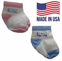 Jefferies Socks Baby Girls Boys I Love Daddy Pink Blue Crew Ankle Gift Socks 3PK - £5.94 GBP