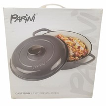 Parini Cast Iron 2.7 QT French Oven Gray With Lid Handles Brand New In Box NIB - £50.67 GBP