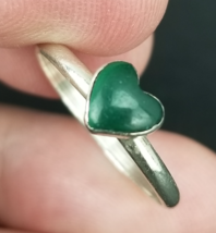 sterling silver malachite heart ring womens Gemstone .925 size 8.5 - €25,67 EUR