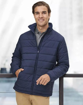 The Mens Biker Motorcycle Classic Nuptse Puffer Jacket Black and Blue - ... - $108.39