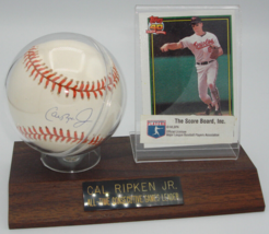 Cal Ripken, Jr.  Autographed Baseball with COA, Tops Card and Card Holder - £94.64 GBP