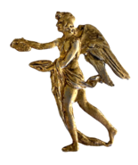 Antique Vintage Angel Pin Brooch Gold Tone Metal Extending Hand 2.5&quot; - $69.13 CAD