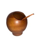 MCM Vintage Atomic Wooden Orb Nut Bowl with Spoon Dish Retro Salt Cellar - $37.96