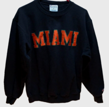 Miami Hurricanes Football NCAA Stitched Black Orange Vintage 90s Sweatsh... - £10.11 GBP