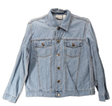 Chico&#39;s Denim Jacket Womens 2 Blue Light Wasg Button Up Long Sleeve Sz 0 - £15.64 GBP