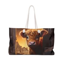 Personalised/Non-Personalised Weekender Bag, Highland Cow, Peeking, Large Weeken - £39.20 GBP