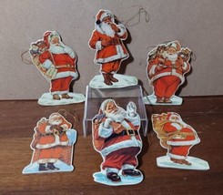 1987 Merrimack Die Cut Cardboard Christmas Ornaments 6pc Foiled Old World Santa - £21.81 GBP