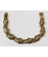 Vintage Damascene Link Bracelet Marked Spain 7.5&quot; - $48.07 CAD