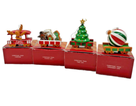 Vintage 1987 Avon Christmas Train Ornament Set Of 4 In Original Boxes No Engine - $21.49