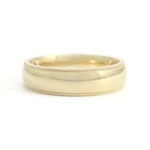 Men&#39;s Milgrain Edge Plain Wedding Band Ring 14K Yellow Gold, Size 10, 5.5 mm - £712.84 GBP