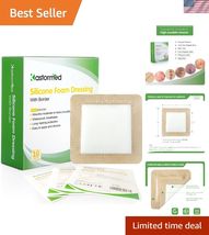 Silicone Adhesive Foam Dressing with Gentle Border 4''x4'' 10 Pack, High... - $50.97