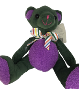 Teddy Hills Teddy Bear Co Corduroy Green Purple with Tag  - £9.01 GBP