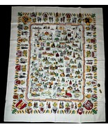 Vintage Germany Historic Places Crests Tablecloth Kunstlerhanddruck 51”x... - £33.59 GBP
