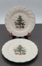 Nikko Happy Holidays Christmas Tree Salad Dessert Plate 7.75&quot; Set of 2 VTG - $26.17