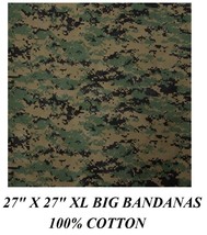 27&quot; Xl Big Digital Woodland Green Camo Camouflage Bandana Head Neck Wrap Scarf - £7.14 GBP