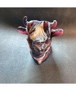 L G Wright Slag Glass Bull Head Mustard Dish Purple &amp; White - $65.42 CAD