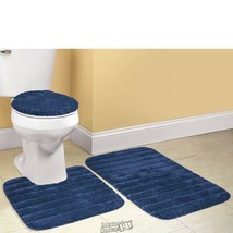 Ultra-Soft 3-Piece Bath Rug Set Cranberry Burgundy Bathroom Rug - £17.07 GBP