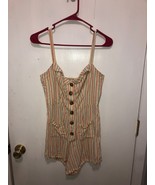 Urban Outfitters Striped Button Up Romper Size Medium Sleeveless Linen B... - $118.40 MXN