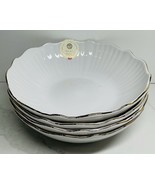 4 Pasta Bowl’s Eaton Fine Dining Porcelain 8.5”  White Gold Trim New - $54.40