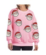Sequined Santa Face Patch Sweatshirt Pink XL - $54.45