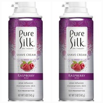 2 BOTTLES Of  Pure Silk Raspberry Mist Moisturizing Shave Cream, 5 oz. Cans - £9.37 GBP