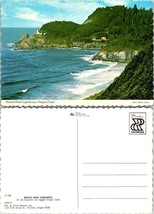 One(1) Oregon Coast Heceta Head Lighthouse Cliffs Ocean Waves VTG Postcard - £7.44 GBP