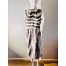 Ann Taylor Linen Blend Striped Sheath Dress Size 6 – Sleeveless Midi - $24.75