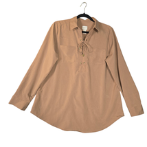 Chicos Womens Size 1 Medium Top Silky Soft Lace Up Tunic Brown Outdoor Gorpcore - $12.36