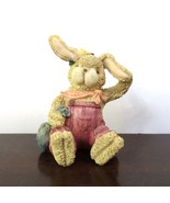 Resin Bunny Rabbit Figurine in Denim Overalls, K&#39;s Collection - £12.46 GBP