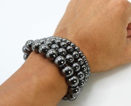 6/8/10/12mm Hematite Bracelets with Magnet Clasp - Grounding &amp; Protection Stone  - £7.98 GBP